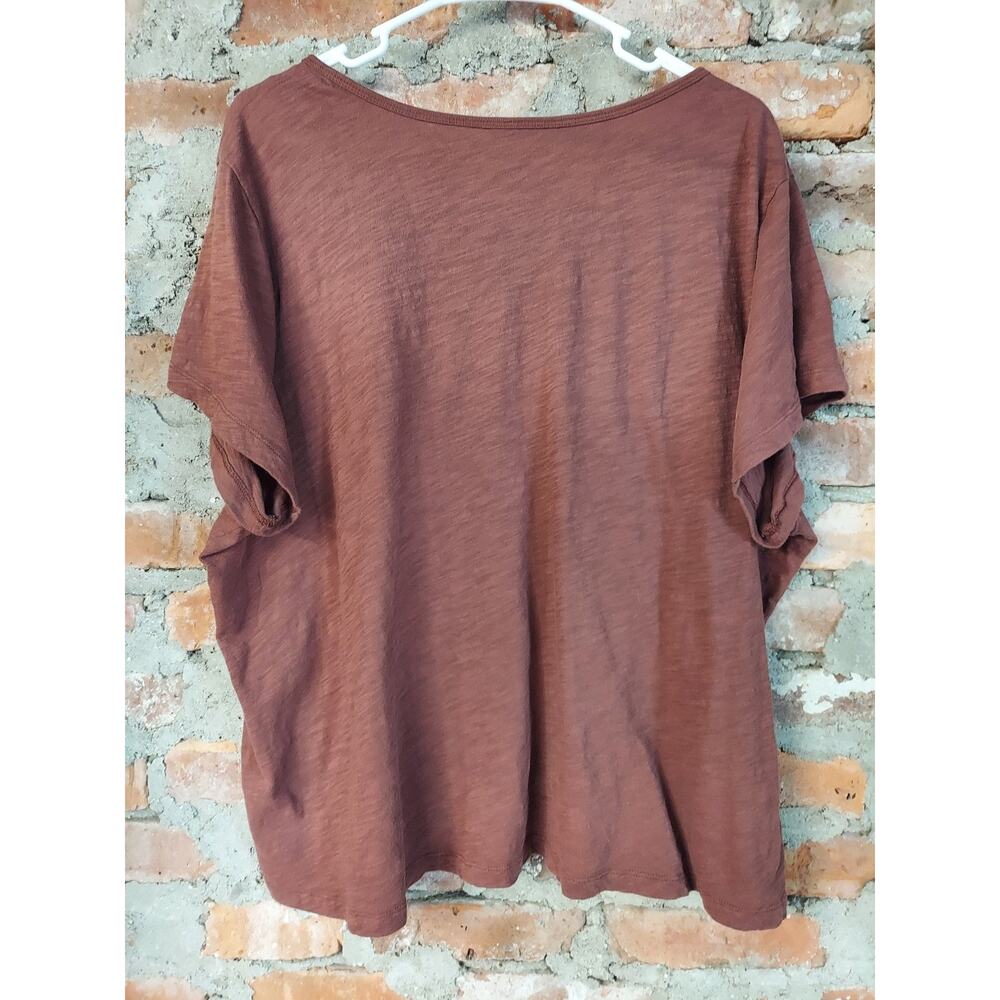 Old Navy Womens XXL Rust V Neck Short Sleeve Button Front Henley Slub Knit Top - Picture 3 of 3
